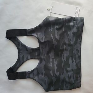 NWT ALL FENIX Sports Bra Racerback Cut Out Camo Navy Print - Size XSmall